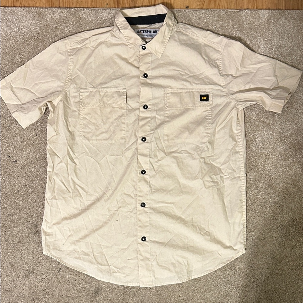 Caterpillar Men's Beige Button Down Shirt